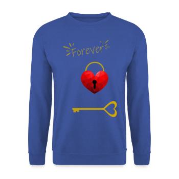 Heart with lock and key forever gold - Unisex Sweatshirt - royal blue - Front - Alina (178cm) & Michal (187cm)