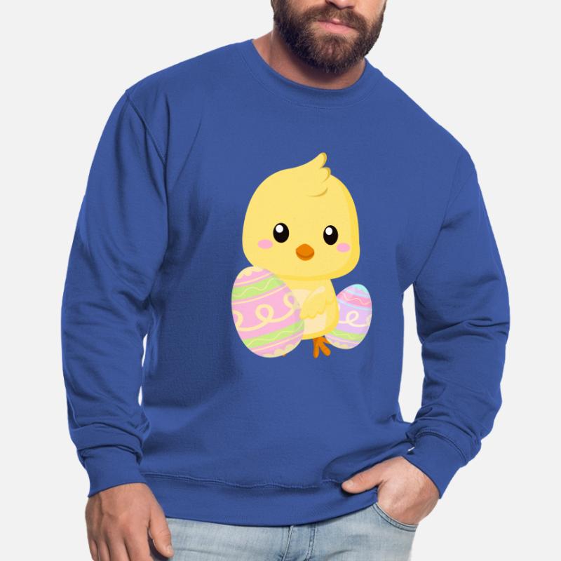 Cute little Easter chick with Easter eggs Unisex Sweatshirt