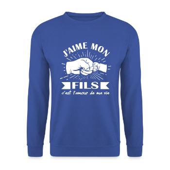 J'aime mon fils c'est l'amour de ma vie t-shirt - Sweat-shirt Unisexe - bleu royal - Devant - Alina (178cm) & Michal (187cm)