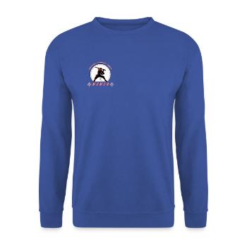 Ninja-Krieger-Emblem – Kampfsport-Design - Unisex Pullover - Royalblau - Vorne - Alina (178cm) & Michal (187cm)