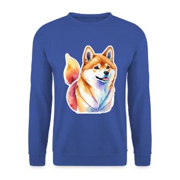 Shiba Inu Watercolors - Unisex Sweatshirt - royal blue - Front - Alina (178cm) & Michal (187cm)