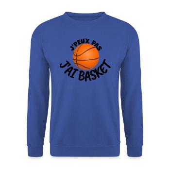 J'peux pas j'ai basket. Humour sur le basket - Sweat-shirt Unisexe - bleu royal - Devant - Alina (178cm) & Michal (187cm)