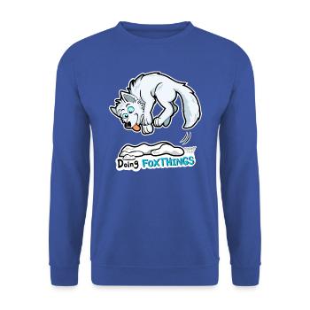 Renard polaire Doing Foxthings - Sweat-shirt Unisexe - bleu royal - Devant - Alina (178cm) & Michal (187cm)