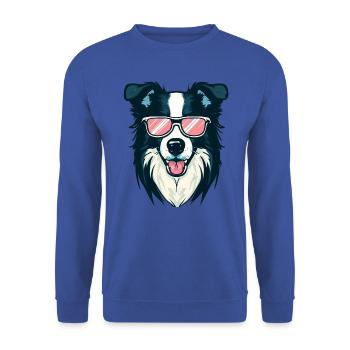 Border Collie Wearing Sunglasses - Unisex Sweatshirt - royal blue - Front - Alina (178cm) & Michal (187cm)