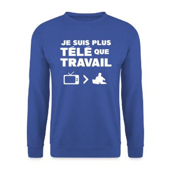 Télétravail - Sweat-shirt Unisexe - bleu royal - Devant - Alina (178cm) & Michal (187cm)
