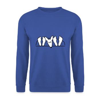 Podenco au lit - Sweat-shirt Unisexe - bleu royal - Devant - Alina (178cm) & Michal (187cm)
