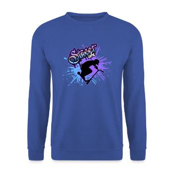 scooter street life - Unisex Pullover - Royalblau - Vorne - Alina (178cm) & Michal (187cm)