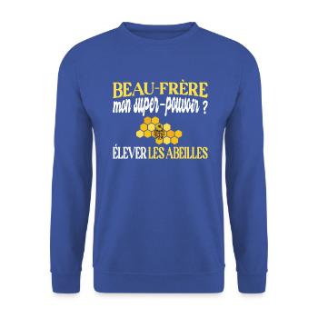 Beau-frère t-shirt apiculteur abeille miel humour - Sweat-shirt Unisexe - bleu royal - Devant - Alina (178cm) & Michal (187cm)