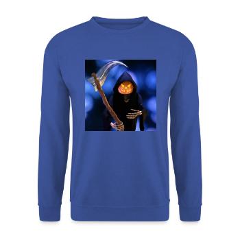 Der Sensenmann zu Halloween - Unisex Pullover - Royalblau - Vorne - Alina (178cm) & Michal (187cm)