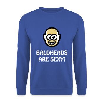 Baldheads Are Sexy (Bald Head NEG 3C) - Unisex Pullover - Royalblau - Vorne - Alina (178cm) & Michal (187cm)