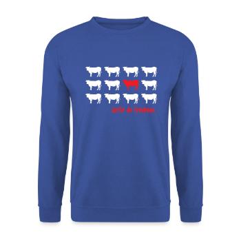 Sortir du troupeau t-shirt agriculteur - Sweat-shirt Unisexe - bleu royal - Devant - Alina (178cm) & Michal (187cm)