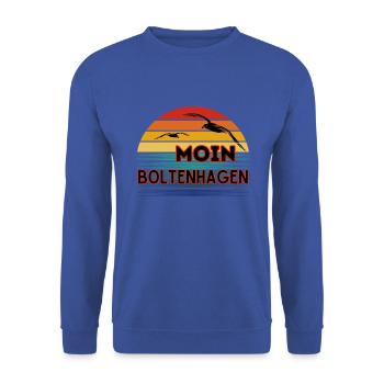 Moin Boltenhagen with seagull in retro style - Unisex Sweatshirt - royal blue - Front - Alina (178cm) & Michal (187cm)