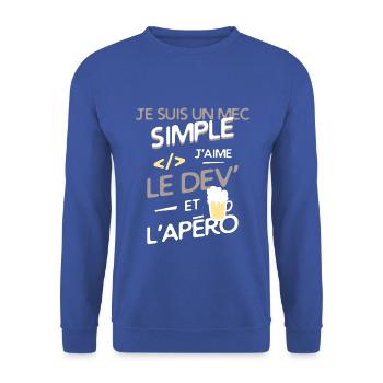 Développeur - un mec simple - Sweat-shirt Unisexe - bleu royal - Devant - Alina (178cm) & Michal (187cm)