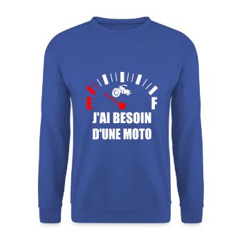 J'ai besoin d'une moto t-shirt motard cadeau - Sweat-shirt Unisexe - bleu royal - Devant - Alina (178cm) & Michal (187cm)