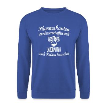 Pharmakanten Helden der Laboranten - Unisex Pullover - Royalblau - Vorne - Alina (178cm) & Michal (187cm)