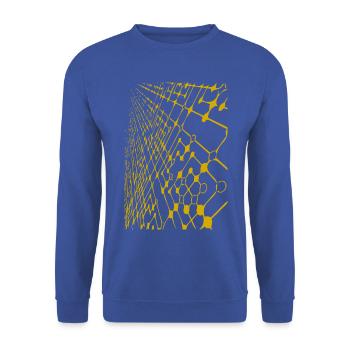 Gelbes Netzgewebe Muster - Unisex Pullover - Royalblau - Vorne - Alina (178cm) & Michal (187cm)