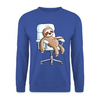 Faultier Büro Bürostuhl Arbeit Pause Office Humor - Unisex Pullover - Royalblau - Vorne - Alina (178cm) & Michal (187cm)