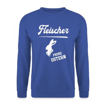 Fleischer Frohe Ostern Ostergeschenk Fleischerei - Unisex Pullover - Royalblau - Vorne - Alina (178cm) & Michal (187cm)