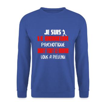 Je suis le boxeur psychotique t-shirt boxe homme - Sweat-shirt Unisexe - bleu royal - Devant - Alina (178cm) & Michal (187cm)