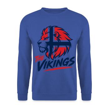 Viking Löwenlogo Fussball Norwegen Nation  - Unisex Pullover - Royalblau - Vorne - Alina (178cm) & Michal (187cm)