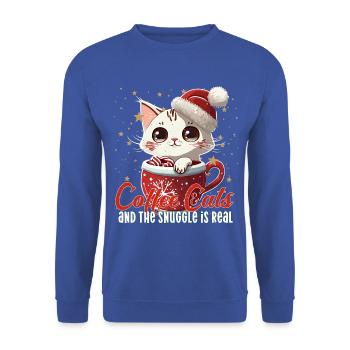 chats café café chats se blottir est vrai Noël - Sweat-shirt Unisexe - bleu royal - Devant - Alina (178cm) & Michal (187cm)