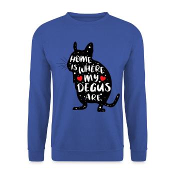 Degus | Magischer Spruch | Feier Deine Deguliebe! - Unisex Pullover - Royalblau - Vorne - Alina (178cm) & Michal (187cm)