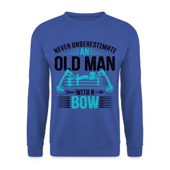 Bogenschießen Bogenschütze Alter Mann - Unisex Pullover - Royalblau - Vorne - Alina (178cm) & Michal (187cm)