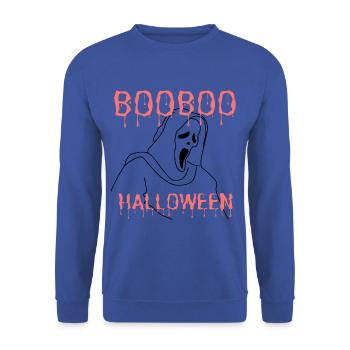 BOO HALLWEEN - Unisex Pullover - Royalblau - Vorne - Alina (178cm) & Michal (187cm)
