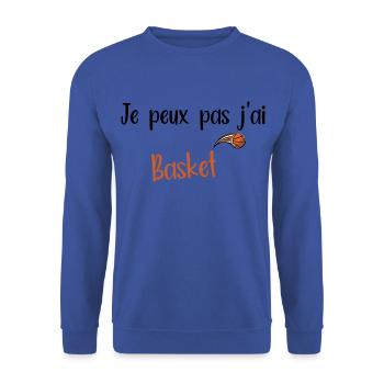Je peux pas j'ai basket - Sweat-shirt Unisexe - bleu royal - Devant - Alina (178cm) & Michal (187cm)