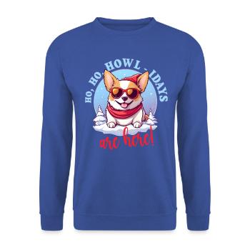 Pembroke Welsh Corgi in Winter, Sweet Illustration - Unisex Sweatshirt - royal blue - Front - Alina (178cm) & Michal (187cm)