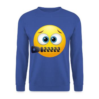 EMOJI with zipper cool & funny design - Unisex Sweatshirt - royal blue - Front - Alina (178cm) & Michal (187cm)