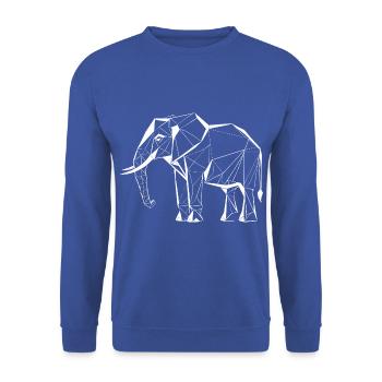 Polygon Elefant – Geometrisches Tierdesign - Unisex Pullover - Royalblau - Vorne - Alina (178cm) & Michal (187cm)