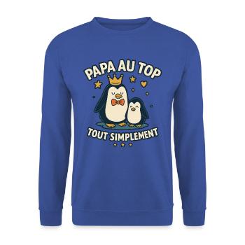 Papa au top idée cadeau fête des pères Noël - Sweat-shirt Unisexe - bleu royal - Devant - Alina (178cm) & Michal (187cm)