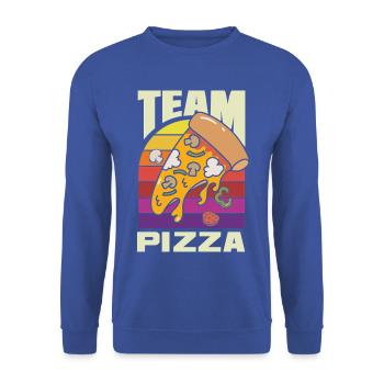 Team Pizza Lustiger Pizza Lover Spruch - Unisex Pullover - Royalblau - Vorne - Alina (178cm) & Michal (187cm)