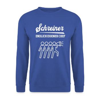 Schreiner Endlich Eigener Chef Schreinerei Meister - Unisex Pullover - Royalblau - Vorne - Alina (178cm) & Michal (187cm)