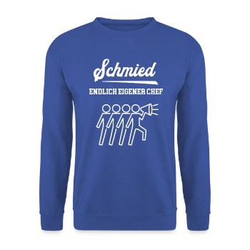 Schmied Endlich Eigener Chef Schmiede Meister - Unisex Pullover - Royalblau - Vorne - Alina (178cm) & Michal (187cm)