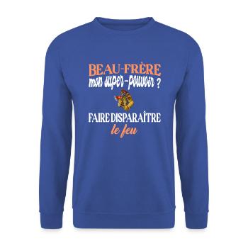 Beau-frère disparaitre le feu t-shirt pompier - Sweat-shirt Unisexe - bleu royal - Devant - Alina (178cm) & Michal (187cm)