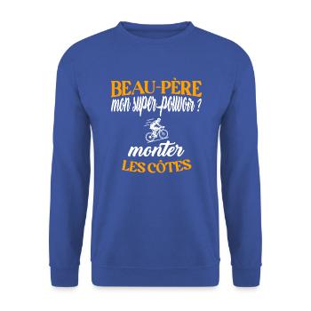 Beau-père t-shirt cycliste humoristique vélo - Sweat-shirt Unisexe - bleu royal - Devant - Alina (178cm) & Michal (187cm)