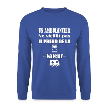 Un ambulancier ne vieillit pas t-shirt cadeau - Sweat-shirt Unisexe - bleu royal - Devant - Alina (178cm) & Michal (187cm)