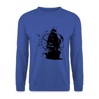 WindRose mit Segelschiff | Freizeimode Bstyled - Unisex Pullover - Royalblau - Vorne - Alina (178cm) & Michal (187cm)