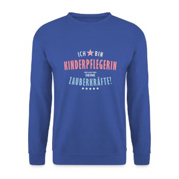 Kinderpflegerin Beruf - Geschenk - Unisex Pullover - Royalblau - Vorne - Alina (178cm) & Michal (187cm)