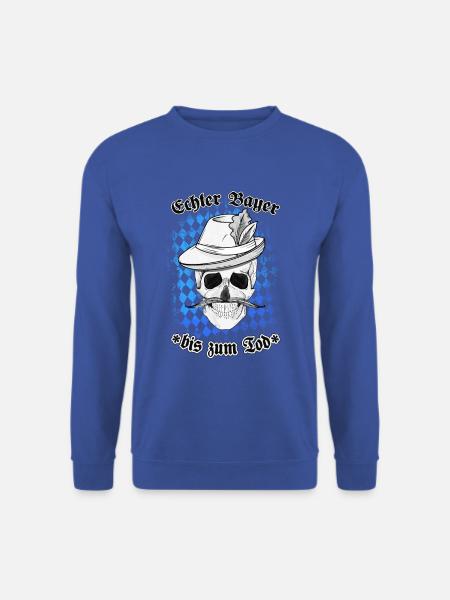 Echter Bayer - Bis zum Tod - Totenkopf - Rauten - Unisex Pullover - Royalblau