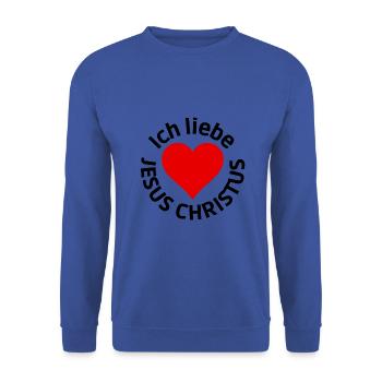 Ich liebe JESUS CHRISTUS ♥ - Unisex Pullover - Royalblau - Vorne - Alina (178cm) & Michal (187cm)
