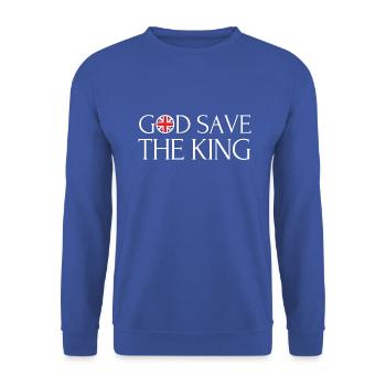 British King Coronation Charles England Flag - Unisex Sweatshirt - royal blue - Front - Alina (178cm) & Michal (187cm)