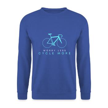 Rennrad Design Radsport Worry Less Cycle More - Unisex Pullover - Royalblau - Vorne - Alina (178cm) & Michal (187cm)