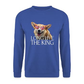 British King Coronation Charles England Flag - Unisex Sweatshirt - royal blue - Front - Alina (178cm) & Michal (187cm)