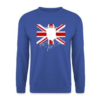 British King Coronation Charles England Flag - Unisex Sweatshirt - royal blue - Front - Alina (178cm) & Michal (187cm)