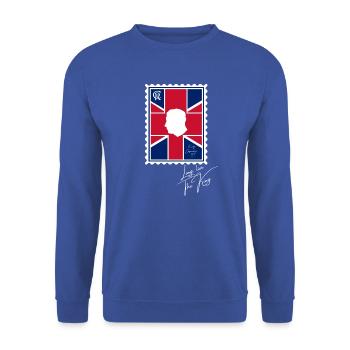 British King Coronation Charles England Flag - Unisex Sweatshirt - royal blue - Front - Alina (178cm) & Michal (187cm)