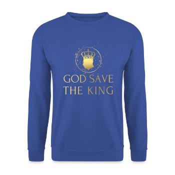 British King Coronation Charles England Flag - Unisex Sweatshirt - royal blue - Front - Alina (178cm) & Michal (187cm)