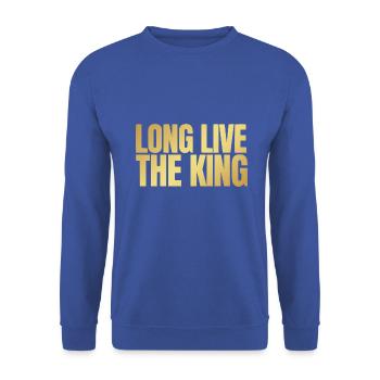 British King Coronation Charles England Flag - Unisex Sweatshirt - royal blue - Front - Alina (178cm) & Michal (187cm)